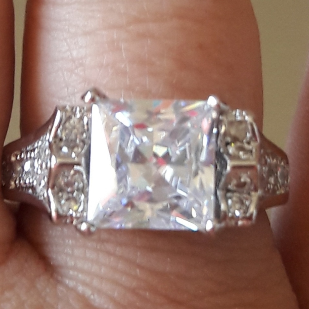 925 sterling silver white sapphire ring